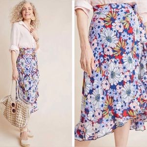 Anthropologie Maeve Sybil Floral Wrap Skirt Size Large